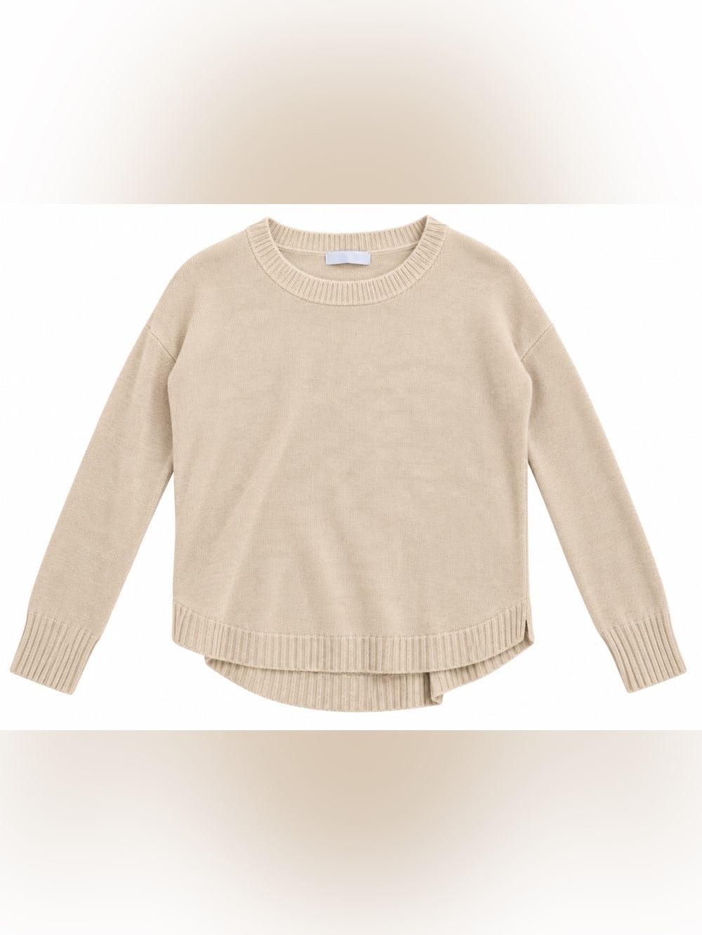 Pink Clover Neutral Scoop-Neck Knit Sweater in Beige